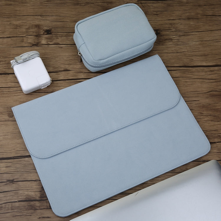 適用於 MacBook 12 吋 A1534 (2015 - 2017) 的 2 合 1 橫式霧面皮革筆電內袋 + 電源袋