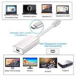 USB-C / Type-C 3.1 公頭轉 Mini DP 母頭高清轉換器，長度：12cm，銀色，金色