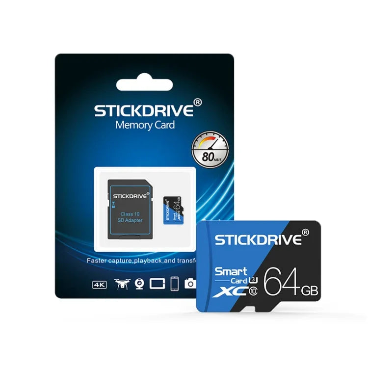 STICKDRIVE 64GB 高速 U3 藍黑色 TF(Micro SD) 記憶卡, 64GB