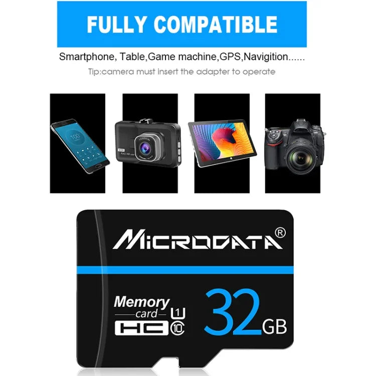 MICRODATA 16GB U1 藍線黑色 TF（Micro SD）記憶卡，16GB