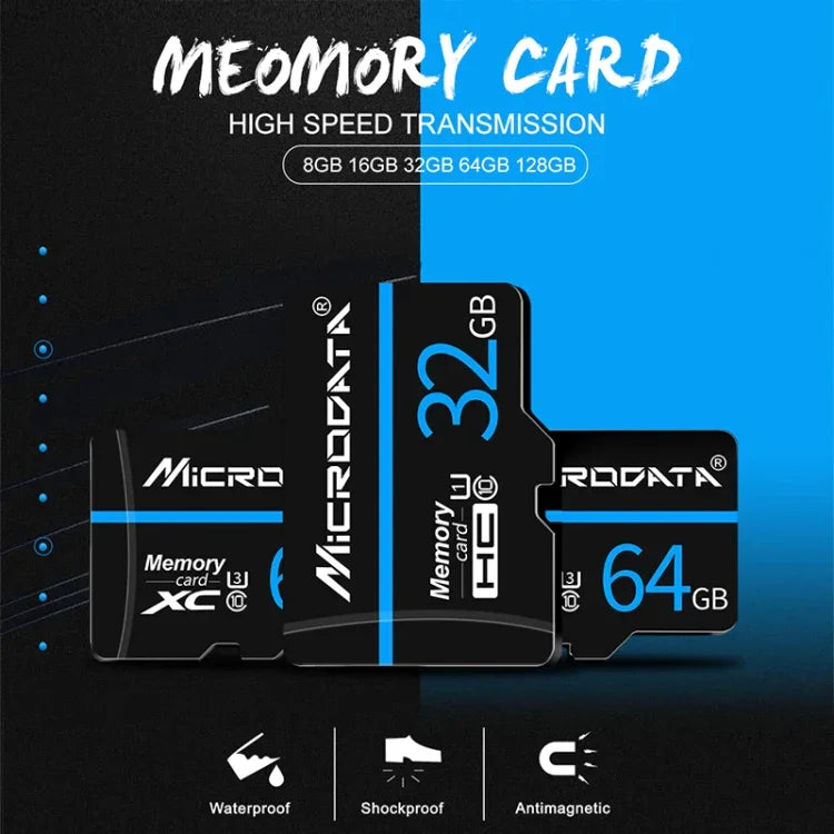 MICRODATA 16GB U1 藍線黑色 TF（Micro SD）記憶卡，16GB