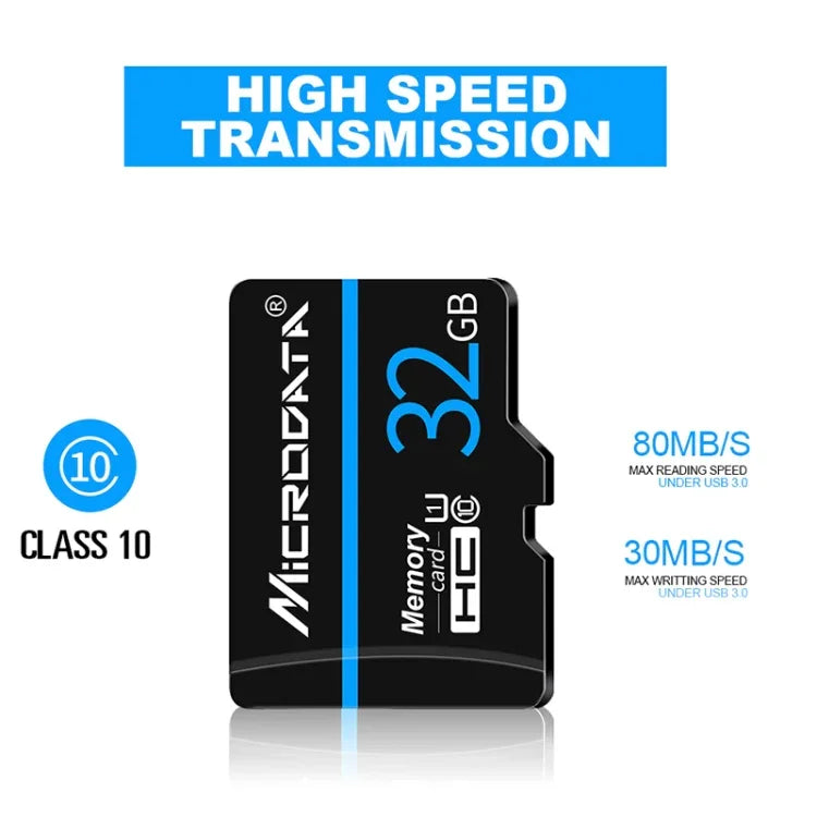 MICRODATA 32GB U1 藍線黑色 TF（Micro SD）記憶卡，32GB
