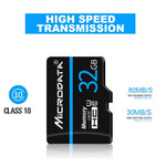 MICRODATA 128GB U3 藍線黑色 TF（Micro SD）記憶卡，128GB