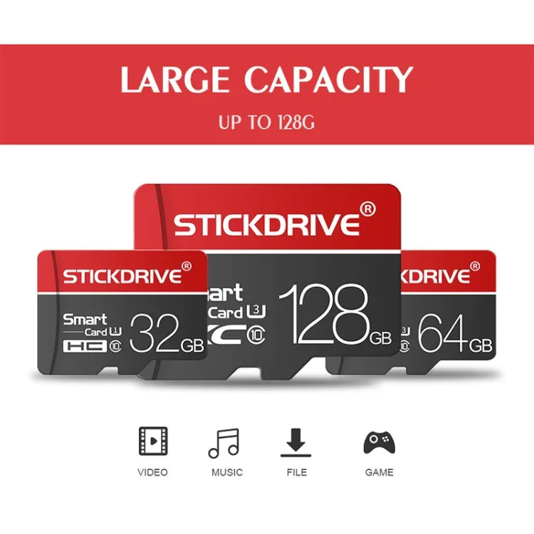STICKDRIVE 64GB U3 白線紅黑色 TF(Micro SD) 記憶卡，64GB