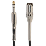 30公分 XLR 3針公頭轉 1/4 吋（6.35mm）母頭立體聲麥克風音訊線，型號 BK2077KM