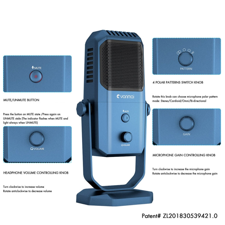Yanmai SF-900 多功能四指向錄音室錄音電容麥克風附桌面支架