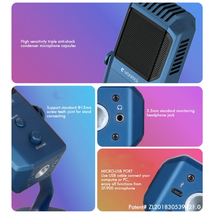 Yanmai SF-900 多功能四指向錄音室錄音電容麥克風附桌面支架