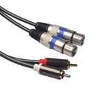 366156-15 2 RCA 公頭轉 2 XLR 3 針母頭音頻線，長度：1.5m，366156-15 2 RCA 公頭轉 2 XLR 3 針母頭