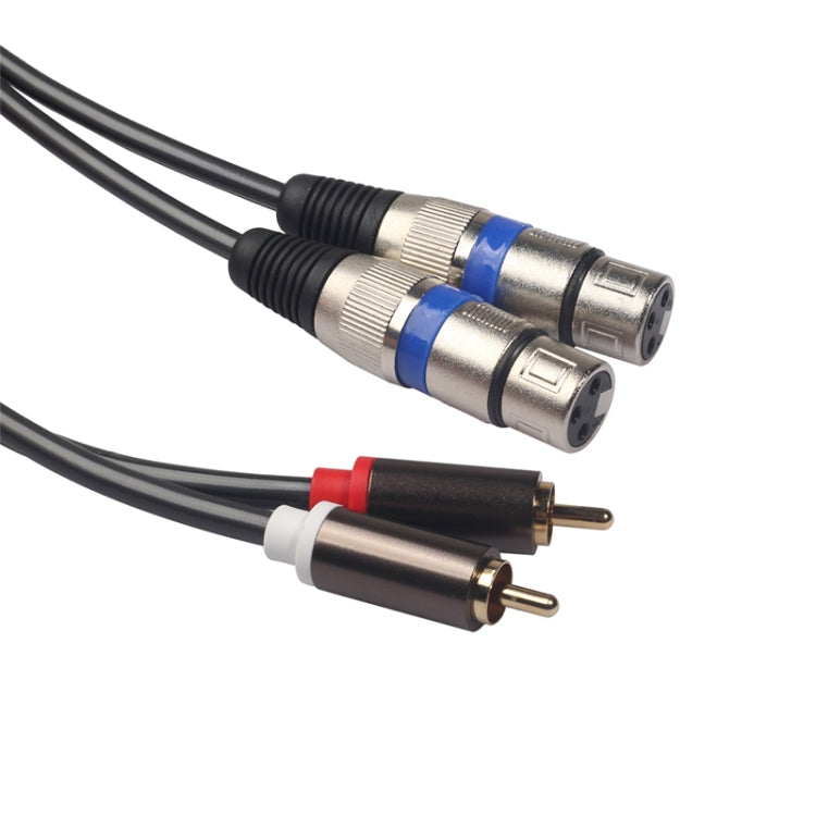 366156-15 2 RCA 公頭轉 2 XLR 3 針母頭音頻線，長度：1.5m，366156-15 2 RCA 公頭轉 2 XLR 3 針母頭