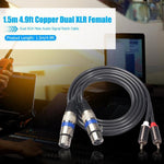 366156-15 2 RCA 公頭轉 2 XLR 3 針母頭音頻線，長度：1.5m，366156-15 2 RCA 公頭轉 2 XLR 3 針母頭