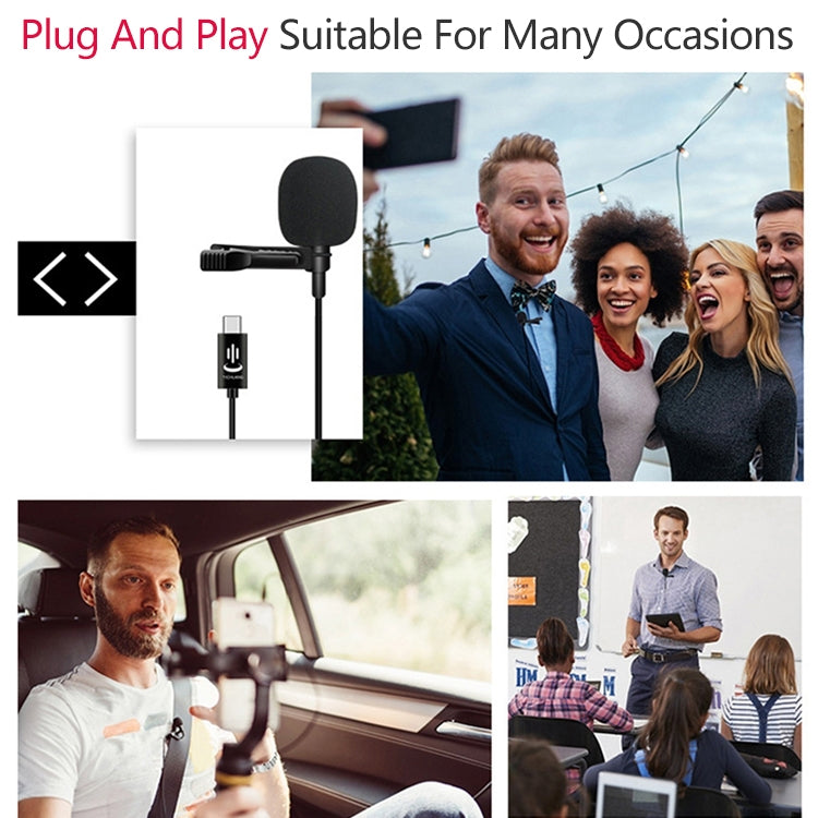 YICHUANG YC-LM10 USB-C / Type-C 智能降噪電容領夾麥克風，線長：1.5m，YC-LM10