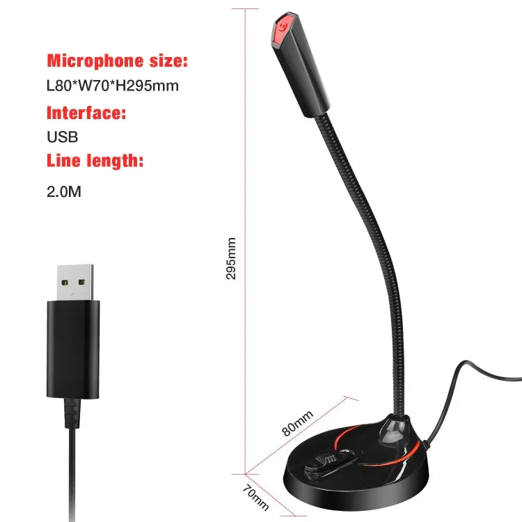 HXSJ F12 360 度可彎曲免驅動 USB 電腦麥克風，線長：2.2m