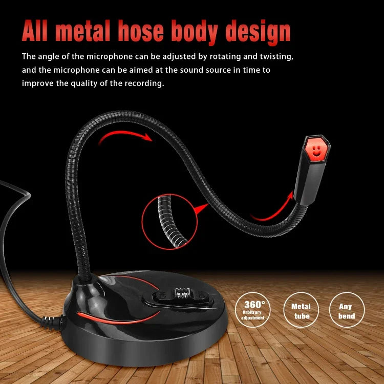 HXSJ F12 360 度可彎曲免驅動 USB 電腦麥克風，線長：2.2m