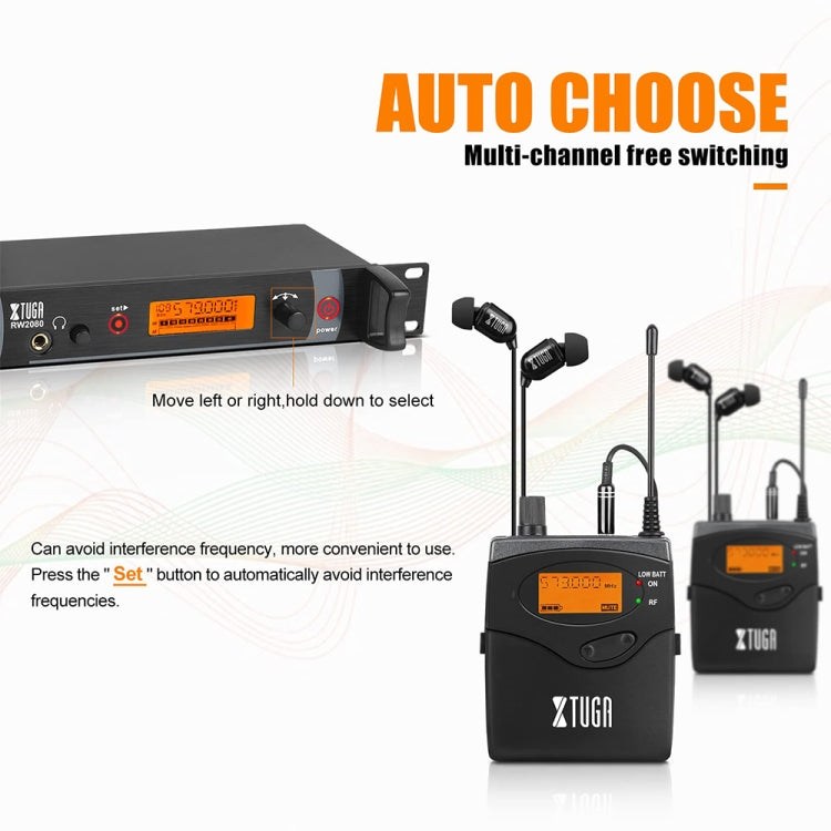 XTUGA RW2080 UHF無線舞台歌手入耳監聽系統單接收器，RW2080接收器背包