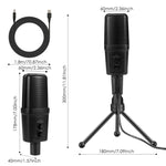 Yanmai SF-970 專業電容式錄音麥克風，附三腳架支架及 USB 線，線長：1.8m