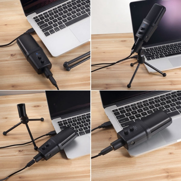 Yanmai SF-970 專業電容式錄音麥克風，附三腳架支架及 USB 線，線長：1.8m