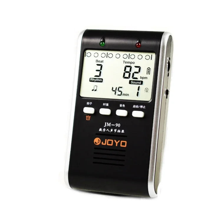 JOYO JM-90 迷你便攜式可充電夾式 LED 指示電子數位節拍器 音調產生器調音器，適用於吉他、小提琴、烏克麗麗，JM-90（黑色）、JM-90（白色）