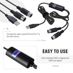 WERSI UM-18 USB MIDI 線 MidiPort MIDI 線 電子鋼琴 電子鼓 音樂編輯線，長度：2米