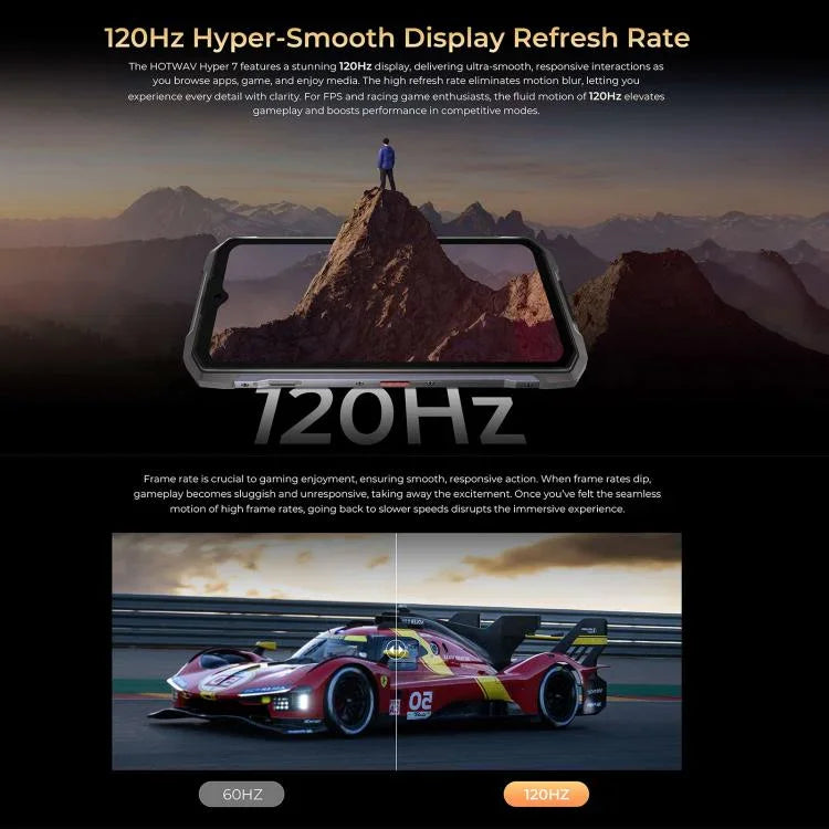 HOTWAV Hyper 7 防護型手機，8GB+256GB，10800mAh，6.6 吋 Android 14 MediaTek Dimensity 7050 5G，網絡：5G，OTG，NFC