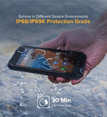IP68/IP69K 防水防塵防震，臉部識別，4000mAh 電池，5.0 吋 Android 9.0 MTK6580A/W 四核心最高 1.3GHz，網路：3G，Armor X6 2GB+16GB