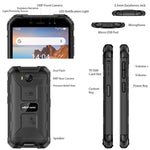 IP68/IP69K 防水防塵防震，臉部識別，4000mAh 電池，5.0 吋 Android 9.0 MTK6580A/W 四核心最高 1.3GHz，網路：3G，Armor X6 2GB+16GB