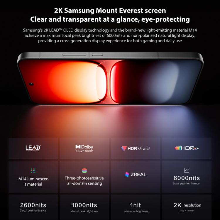 vivo iQOO 15，12GB+512GB，6.85 吋 Android 16 OriginOS 6 Snapdragon 8 Elite 第五代八核心，OTG，NFC，網絡：5G，支援 Google Play，12GB+512GB