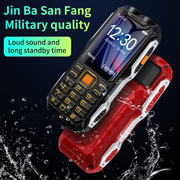 防水防震防塵，16800mAh 電池，2.4 吋，21 鍵，藍牙，LED 手電筒，FM，SOS，雙 SIM，網路：2G，Q8 2G