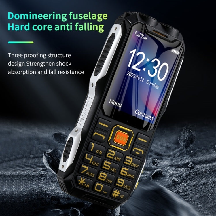 防水防震防塵，16800mAh 電池，2.4 吋，21 鍵，藍牙，LED 手電筒，FM，SOS，雙 SIM，網路：2G，Q8 2G