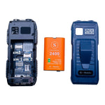 防水防震防塵，2400mAh 電池，2.2 吋，21 鍵，LED 手電筒，FM，四 SIM，帶天線