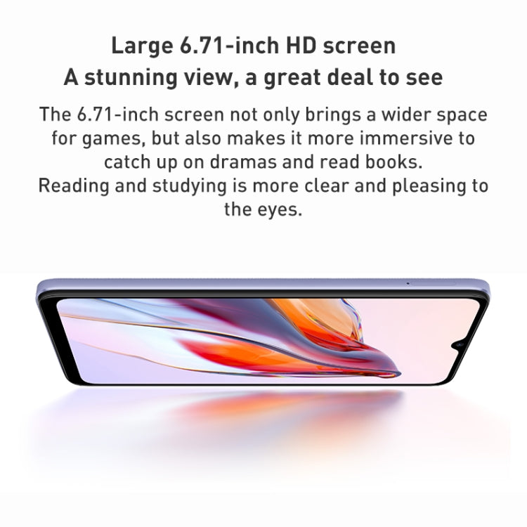 5000mAh 電池，臉部 ID 與指紋辨識，6.71 吋 MIUI 13 MediaTek Helio G85 八核心最高 2.0GHz，網路：4G，雙 SIM，不支援 Google Play，4GB+128GB