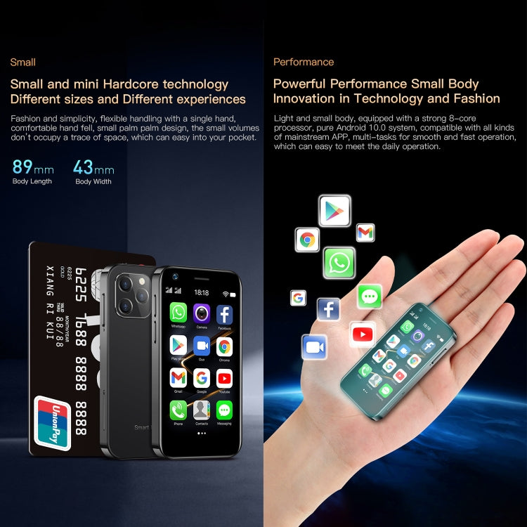 3.0 吋 Android 10.0 MTK6750 八核心，藍牙，WiFi，OTG，網路：4G，雙 SIM，支援 Google Play，2GB+16GB