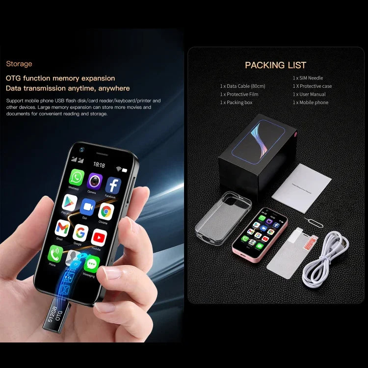 SOYES XS12 Pro，4GB+64GB 3.0 吋 Android 10.0 MTK6750 八核心，藍牙，WiFi，FM，OTG，網路：4G，雙卡雙待，支援 Google Play，4GB+64GB