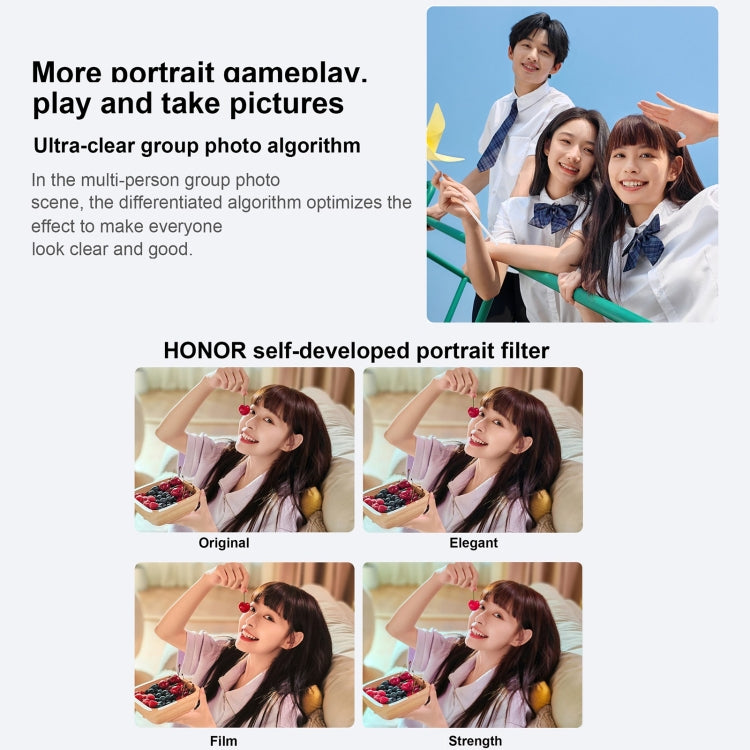 三後置鏡頭 + 雙前置鏡頭，螢幕指紋識別，6.78 吋 Magic UI 7.1 Android 13 Qualcomm Snapdragon 8+ Gen 1 八核心最高 3.0GHz，網絡：5G，OTG，NFC，不支援 Google Play，Honor 90 Pro 5G 12GB+256GB