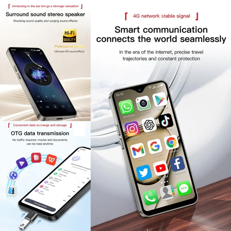 SOYES XS18 Pro Max，2GB+16GB，Face ID，4.3 吋 Android 8.1 MTK6737A 四核心，網路：4G，OTG，雙 SIM，XS18 Pro Max
