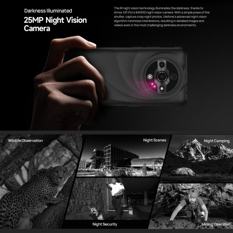 Ulefone Armor X31 Pro 5G，8GB+256GB，夜視，IP68/IP69K 耐用手機，6.56 吋 Android 14 聯發科 Dimensity 6300 八核心，網路：5G，NFC，OTG，Armor X31 Pro