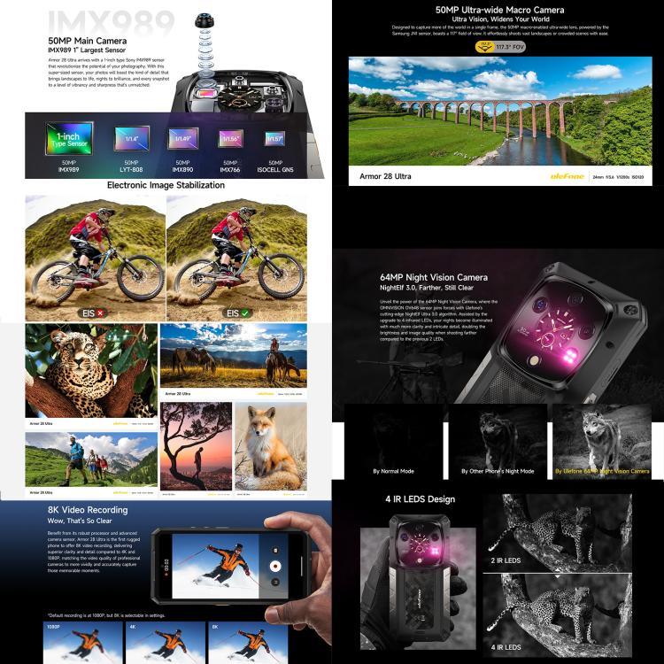 Ulefone Armor 28 Ultra 防護型手機，16GB+1TB，夜視，10600mAh，6.67 吋 Android 14 MediaTek Dimensity 9300+ 八核心，網絡：5G，NFC，Armor 28 Ultra
