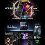 Ulefone Armor 28 Ultra 熱感版本 防護型手機，16GB+1TB，夜視，10600mAh，6.67 吋 Android 14 MediaTek Dimensity 9300+ 八核心，網絡：5G，NFC，Armor 28 Ultra 熱感版本