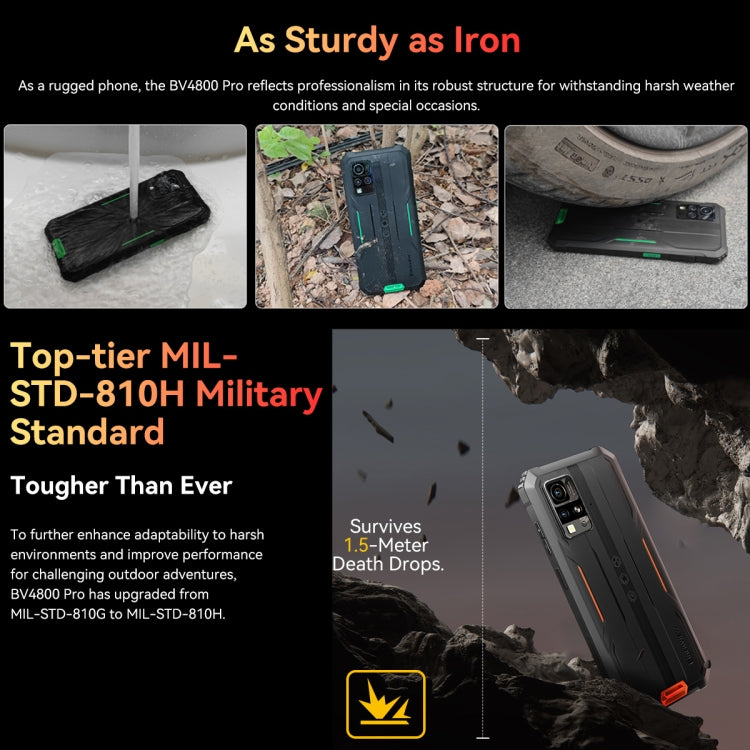 Blackview BV4800 Pro，4GB+128GB，IP68/IP69K/MIL-STD-810H，6.56 吋 Android 14 Unisoc T606 八核心，網路：4G，OTG