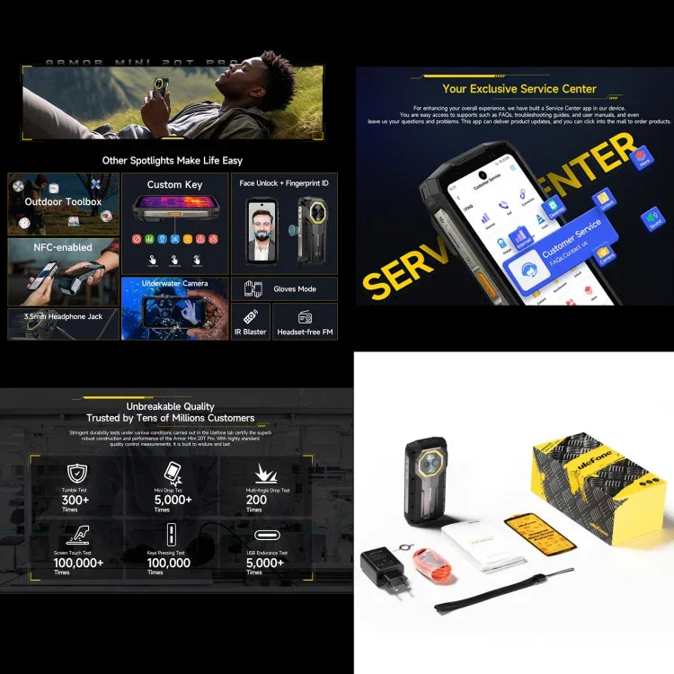 Ulefone Armor Mini 20T Pro，熱成像，8GB+256GB，IP68/IP69K 耐用手機，4.7 吋 Android 14 聯發科 Dimensity 6300 5G 八核心，網路：5G，NFC，OTG，Armor Mini 20T Pro