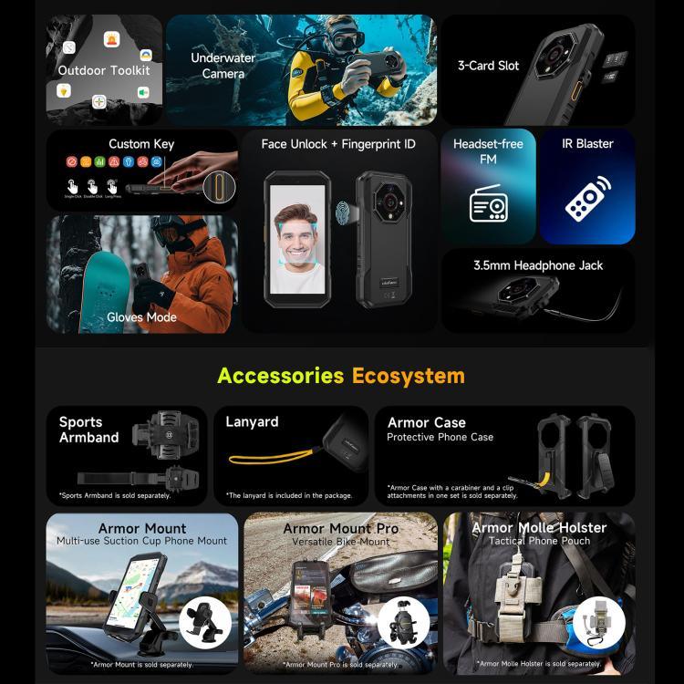 Ulefone Armor X32 Pro 5G，8GB+256GB，夜視，IP68/IP69K 防護型手機，5.65 吋 Android 14 MediaTek Dimensity 6300 八核心，網絡：5G，NFC，OTG，Armor X32 Pro 5G