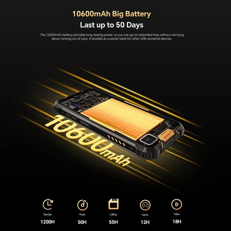 Oukitel WP23 Plus 防護型手機，8GB+256GB，6.52 吋 Android 14.0 Unisoc T606 八核心，NFC，OTG，網絡：4G，WP23 Plus 8GB+256GB