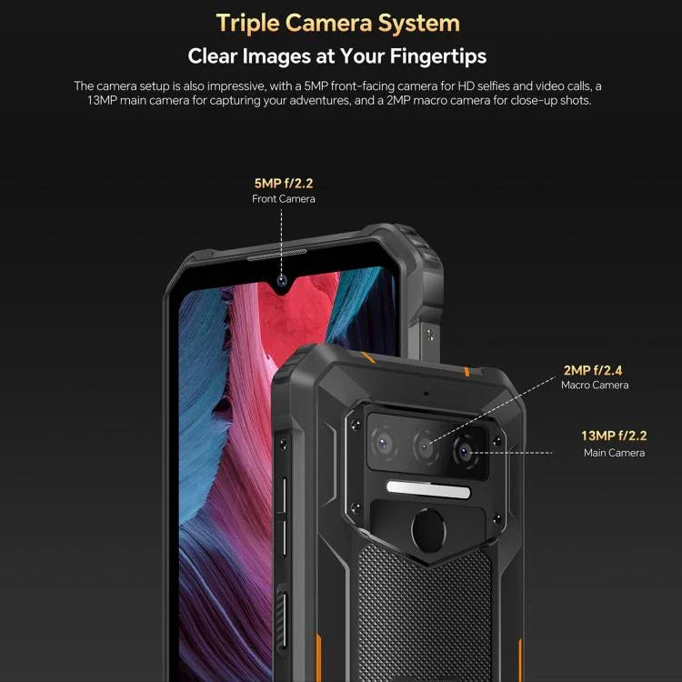Oukitel WP23 Plus 防護型手機，8GB+256GB，6.52 吋 Android 14.0 Unisoc T606 八核心，NFC，OTG，網絡：4G，WP23 Plus 8GB+256GB