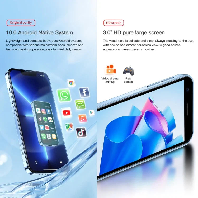 SOYES XS16，2GB+16GB，3.0 吋 Android 10.0 MTK6737 四核心，藍牙，WiFi，網路：4G，雙 SIM，支援 Google Play 商店，2GB+16GB