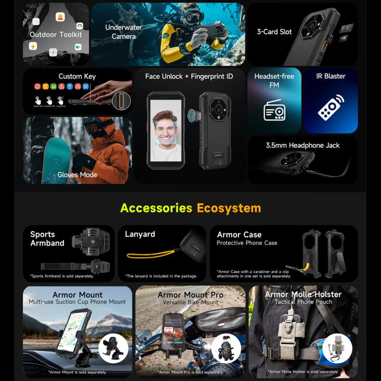 Ulefone Armor X32 三防手機，8GB+256GB，夜視，5.65 吋 Android 14 MediaTek Helio G91 八核心，網絡：4G，NFC，OTG