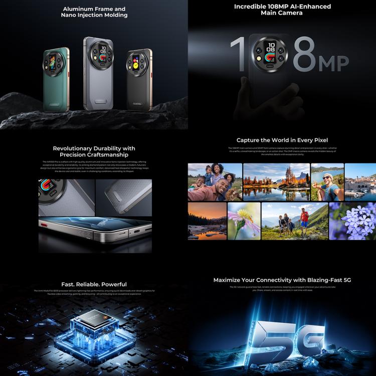 Oukitel WP200 Pro 5G 三防手機，24GB+1TB，螢幕指紋，6.7 吋 Android 15.0 MTK Dimensity 8200 八核心，NFC，OTG，網絡：5G