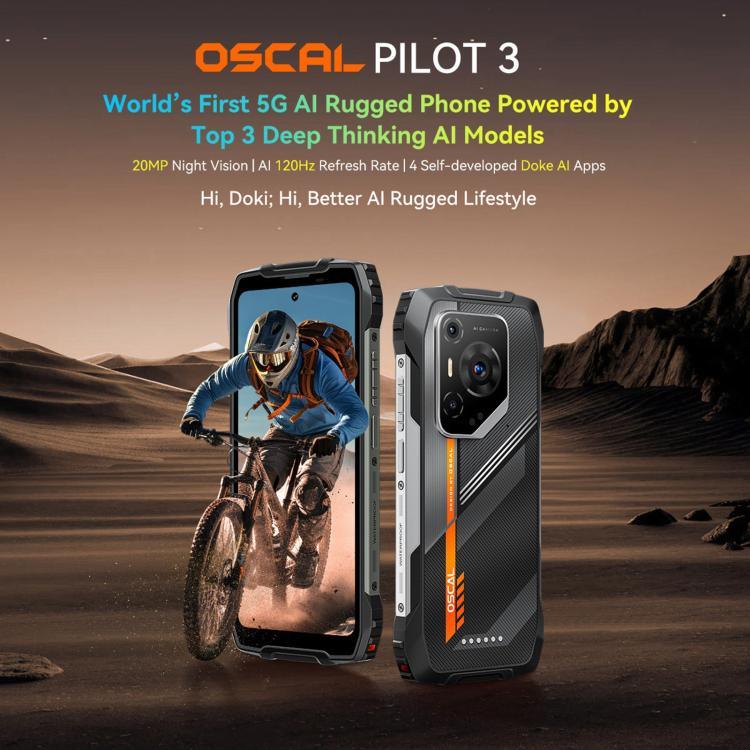 Blackview Oscal Pilot 3 5G 耐用手機，12GB+256GB，夜視相機，6.56 吋 Android 15 MediaTek Dimensity 6300 八核心，網路：5G，OTG，NFC