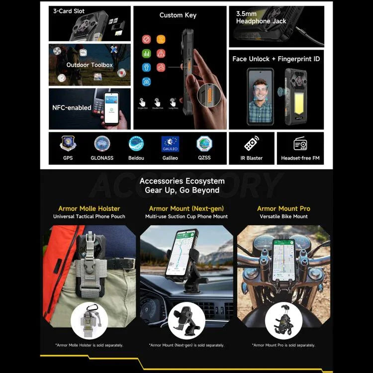 Ulefone Armor 30，12GB+512GB，夜視，IP68/IP69K 耐用手機，6.95 吋 Android 15 MediaTek Helio G100 八核心，網路：4G，NFC，OTG，Armor 30
