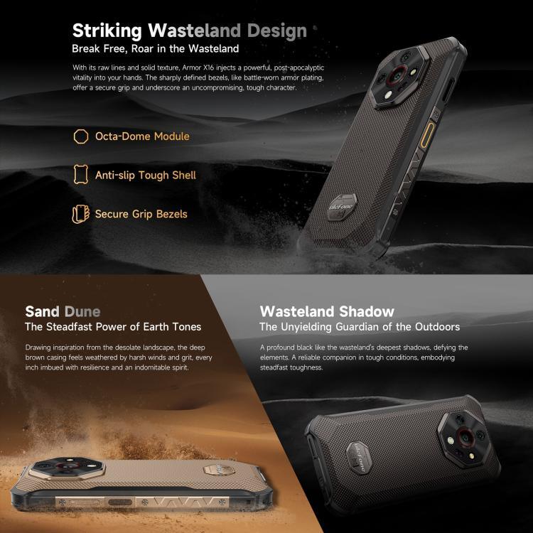 Ulefone Armor X16，6GB+128GB，夜視，IP68/IP69K 耐用手機，6.56 吋 Android 15 MediaTek Helio G91 八核心，網路：4G，NFC，OTG，Armor X16，6GB+128GB