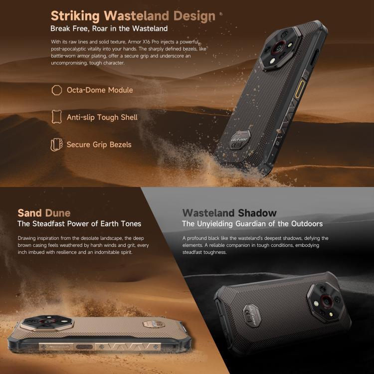Ulefone Armor X16 Pro，5GB+256GB，夜視，IP68/IP69K 耐用手機，6.56 吋 Android 15 MediaTek Dimensity 6300 八核心，網路：5G，NFC，OTG，Armor X16 Pro，8GB+256GB
