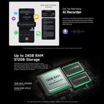 Ulefone Armor 33 耐用手機，12GB+512GB，6.95 吋 Android 15 MediaTek Helio G100 八核心，網路：4G，OTG，NFC，LED 燈，Armor 33